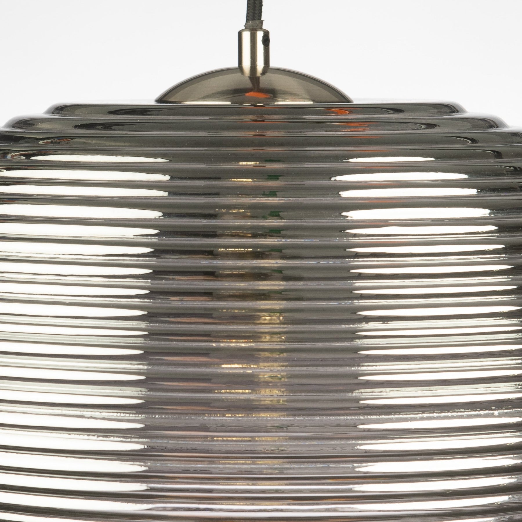 Loy Smoke Glass Rippled Pendant Lamp