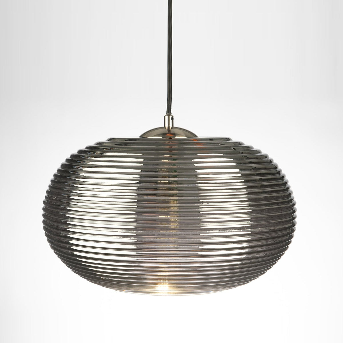 Loy Smoke Glass Rippled Pendant Lamp