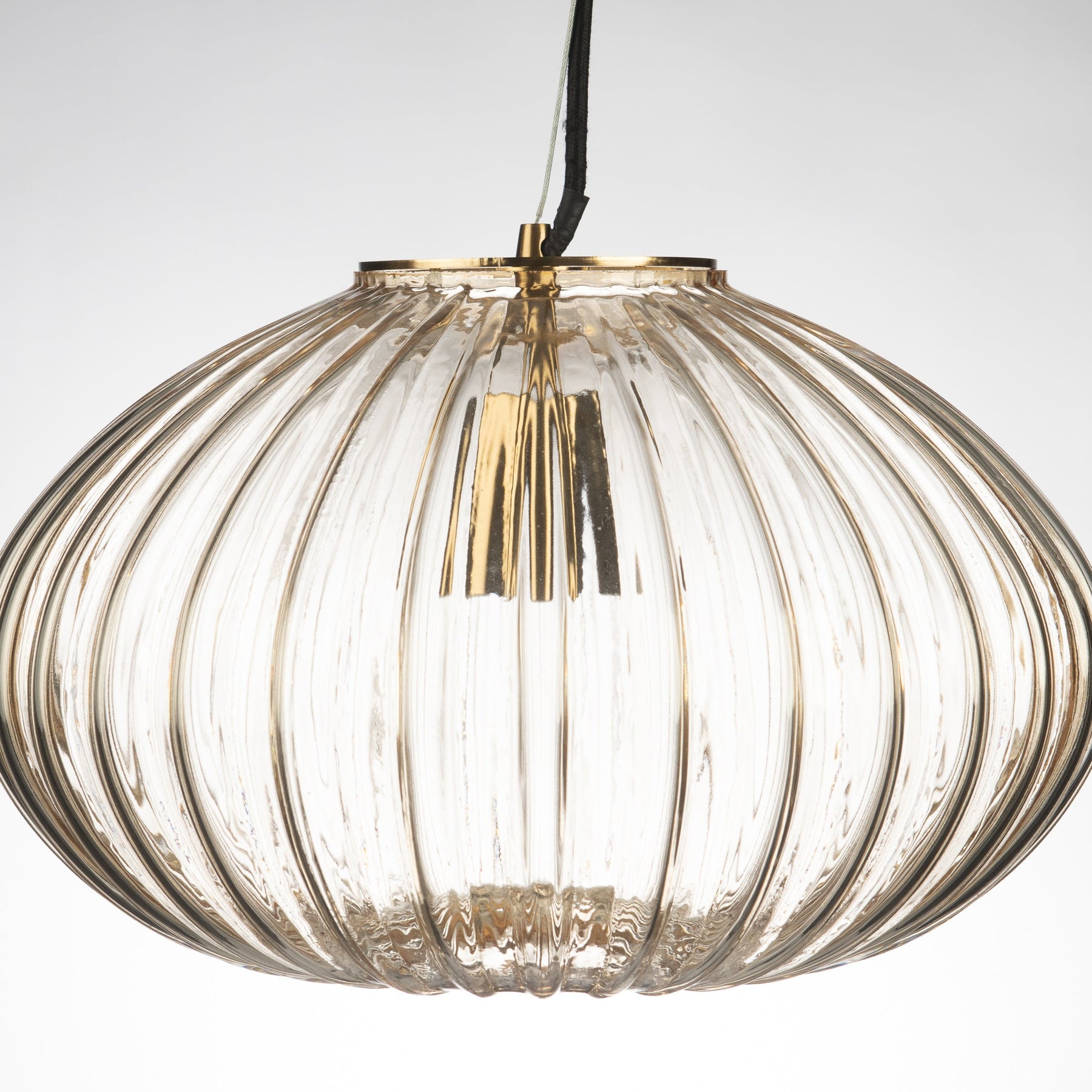 Zucca Pale Gold Rippled Glass Pendant Lamp