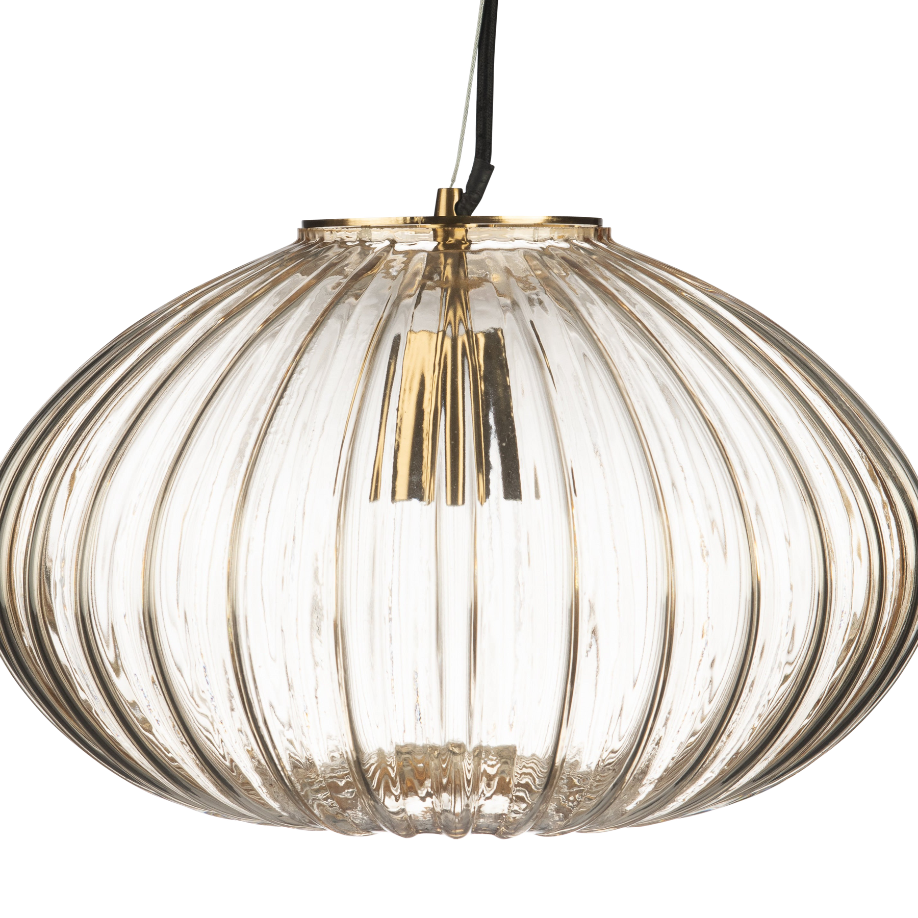 Zucca Pale Gold Rippled Glass Pendant Lamp
