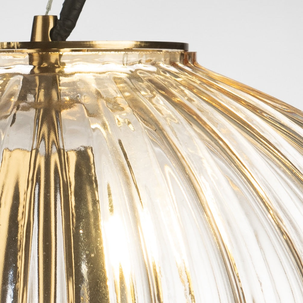 Zucca Pale Gold Rippled Glass Pendant Lamp