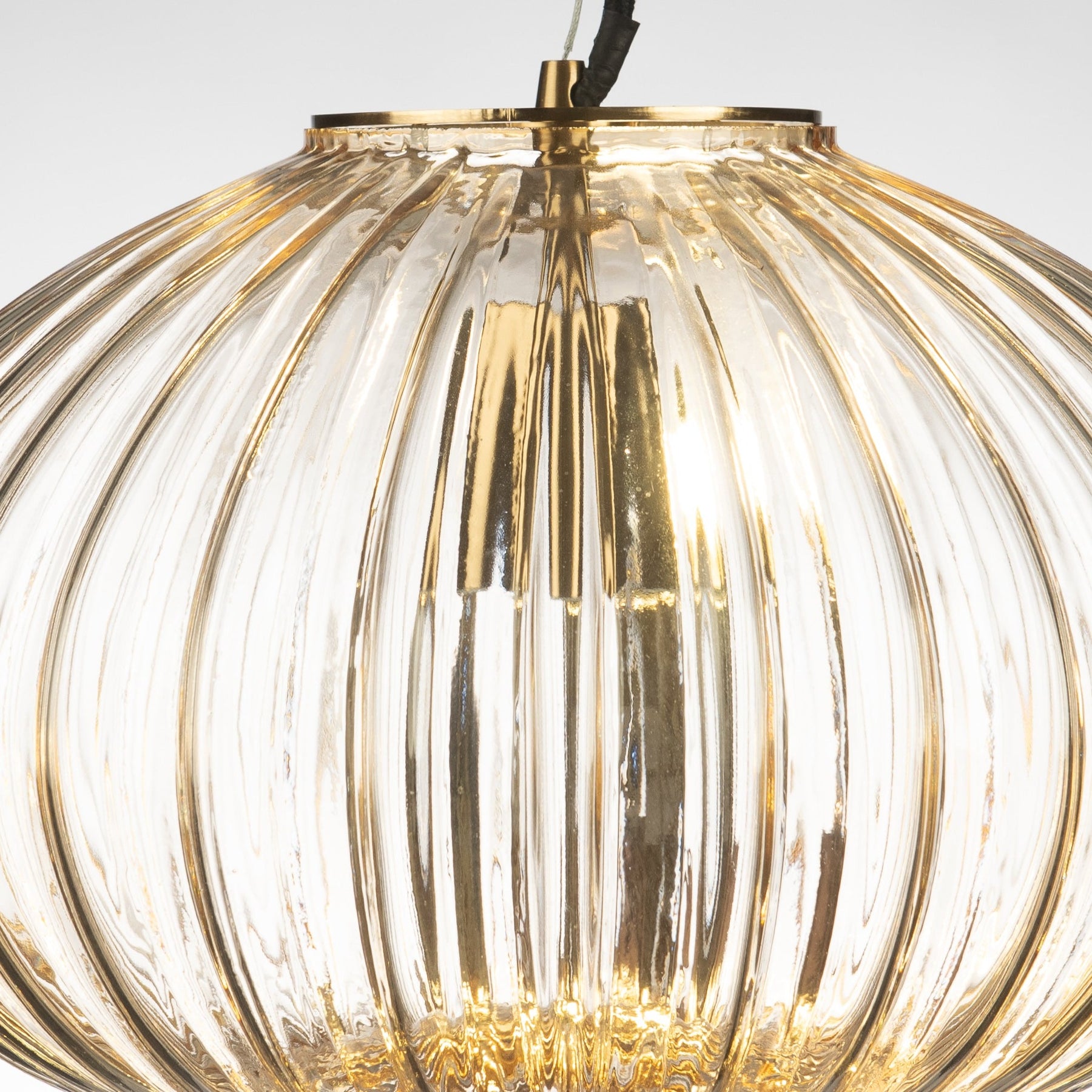 Zucca Pale Gold Rippled Glass Pendant Lamp