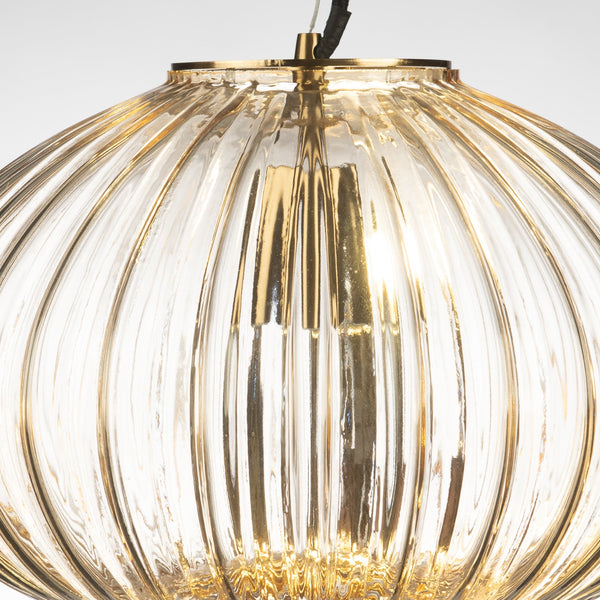 Zucca Pale Gold Rippled Glass Pendant Lamp