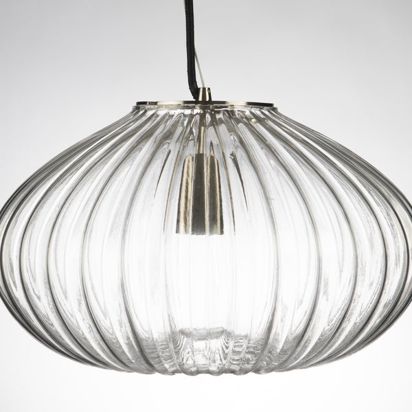 Zucca Clear Rippled Glass Pendant Lamp