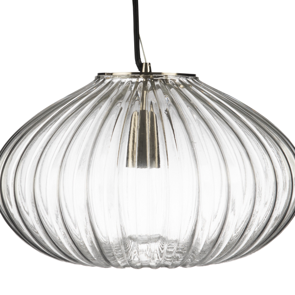 Zucca Clear Rippled Glass Pendant Lamp