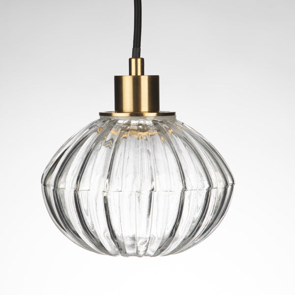 Zucca Clear Rippled Glass Pendant Lamp Small