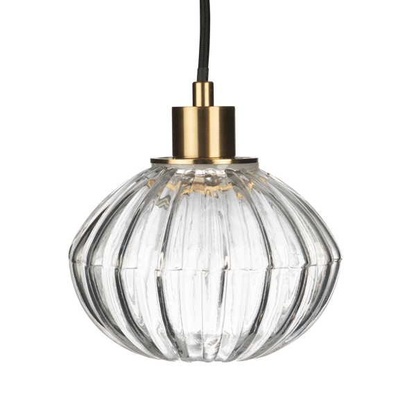 Zucca Clear Rippled Glass Pendant Lamp Small