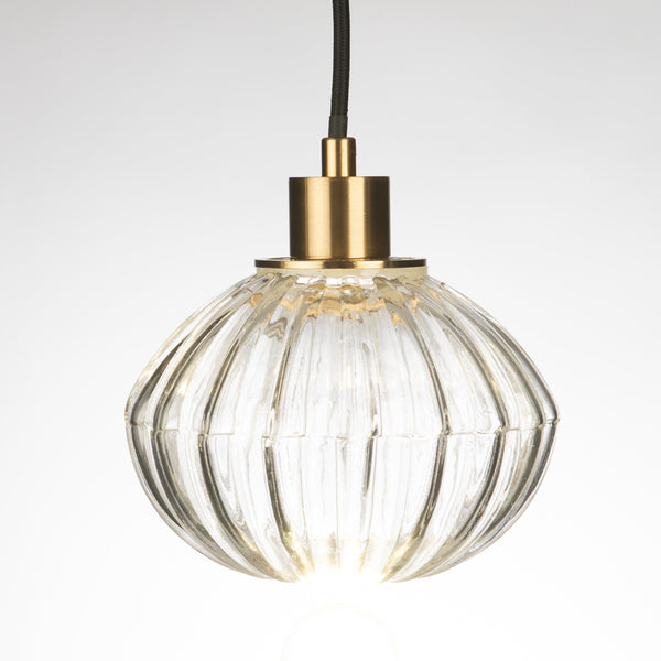 Zucca Pale Gold Rippled Glass Pendant Lamp Small