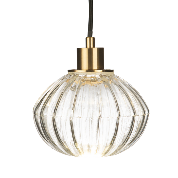 Zucca Pale Gold Rippled Glass Pendant Lamp Small