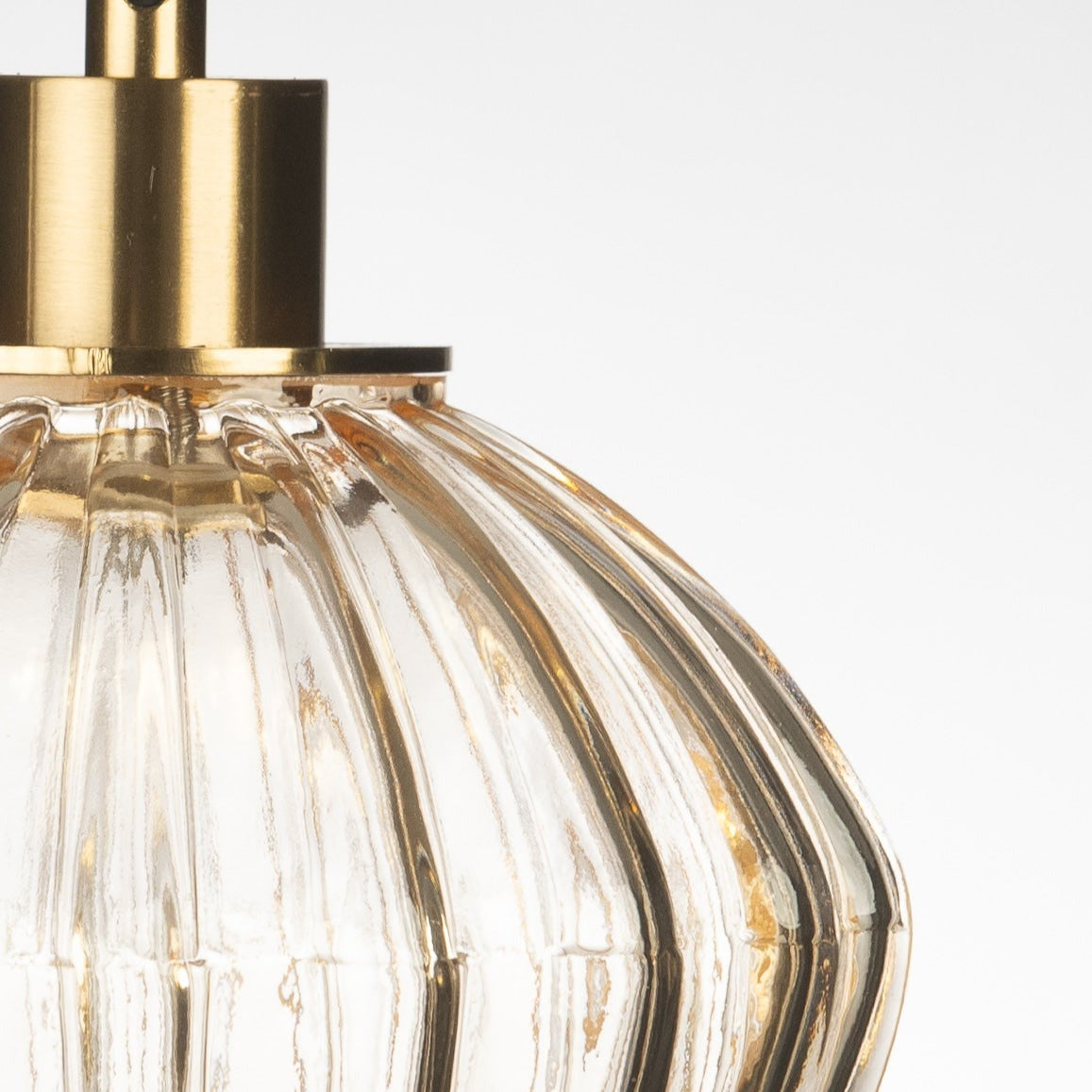 Zucca Pale Gold Rippled Glass Pendant Lamp Small