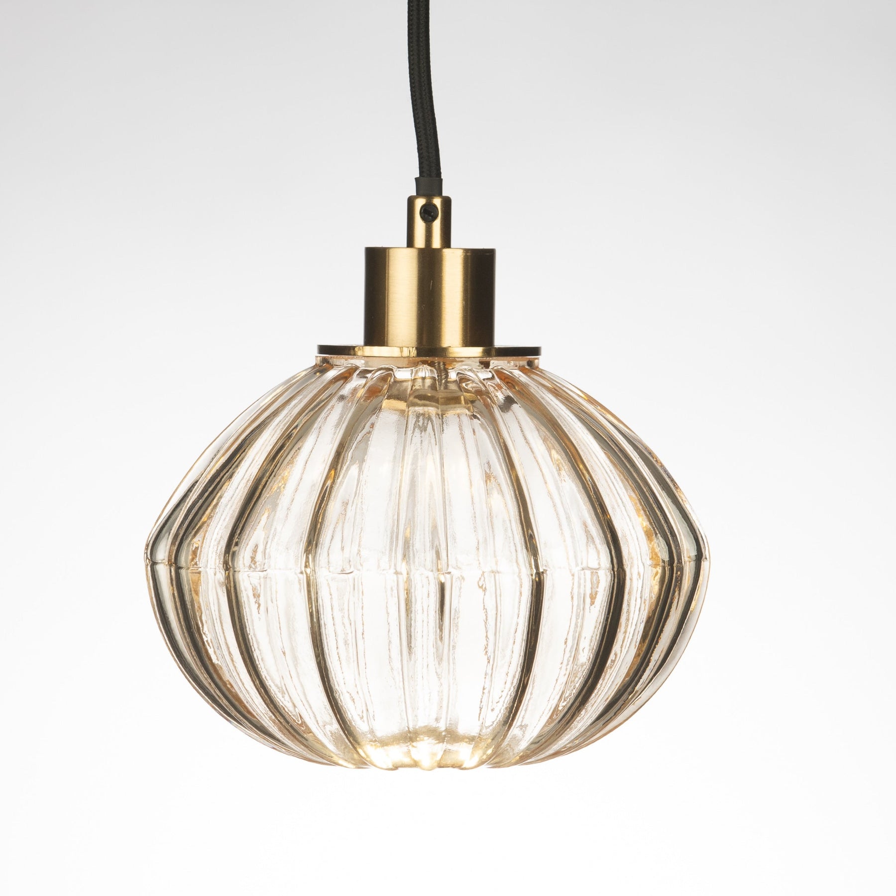 Zucca Pale Gold Rippled Glass Pendant Lamp Small