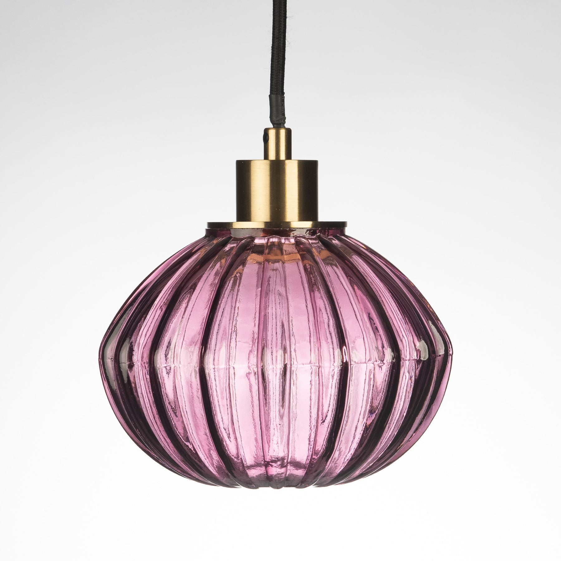Zucca Mulberry Rippled Glass Pendant Lamp Small