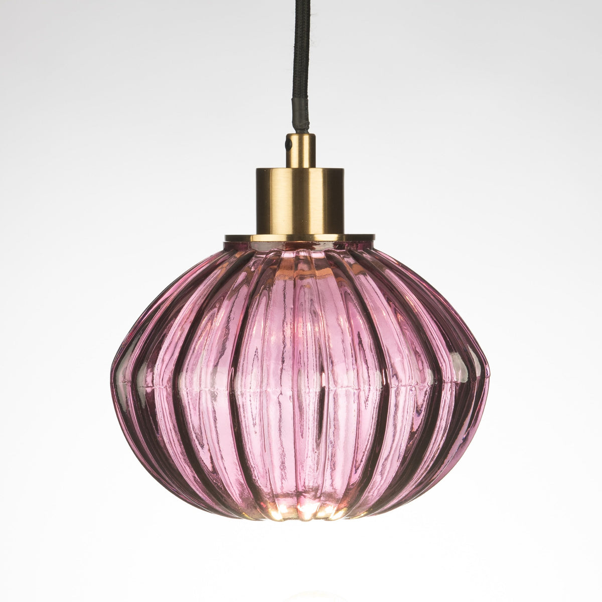 Zucca Mulberry Rippled Glass Pendant Lamp Small