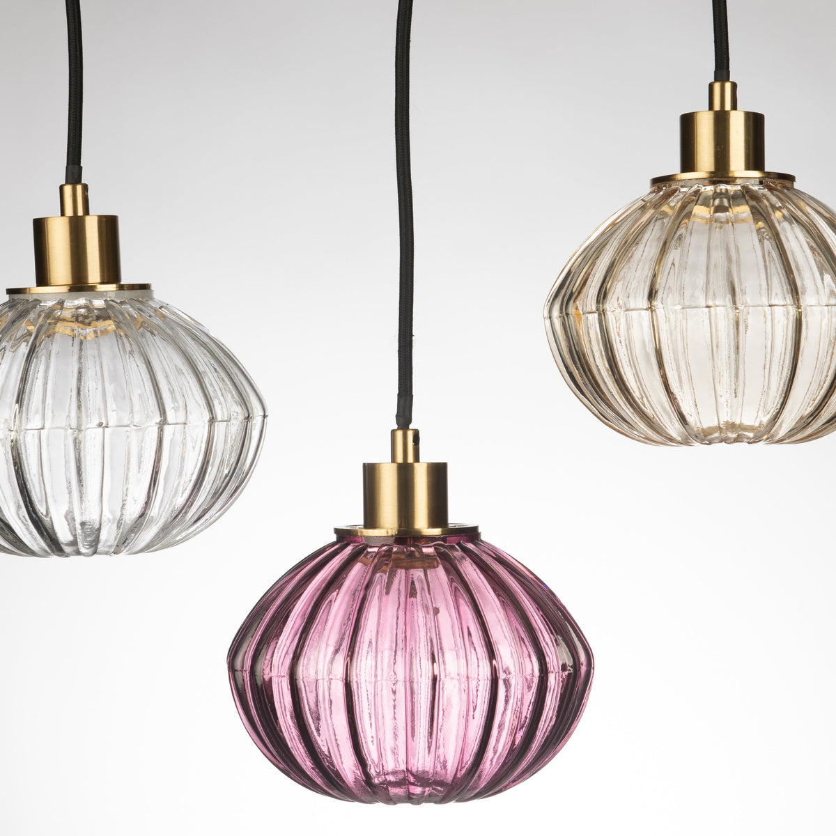 Zucca Mulberry Rippled Glass Pendant Lamp Small