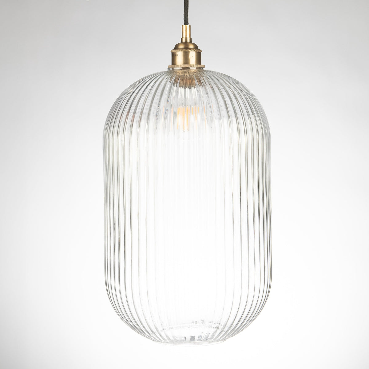Reffro Rippled Clear Glass Column Pendant Lamp