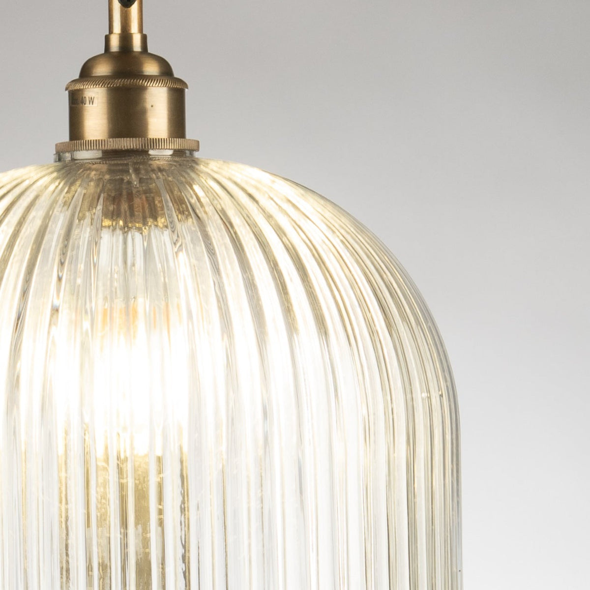Reffro Rippled Clear Glass Column Pendant Lamp