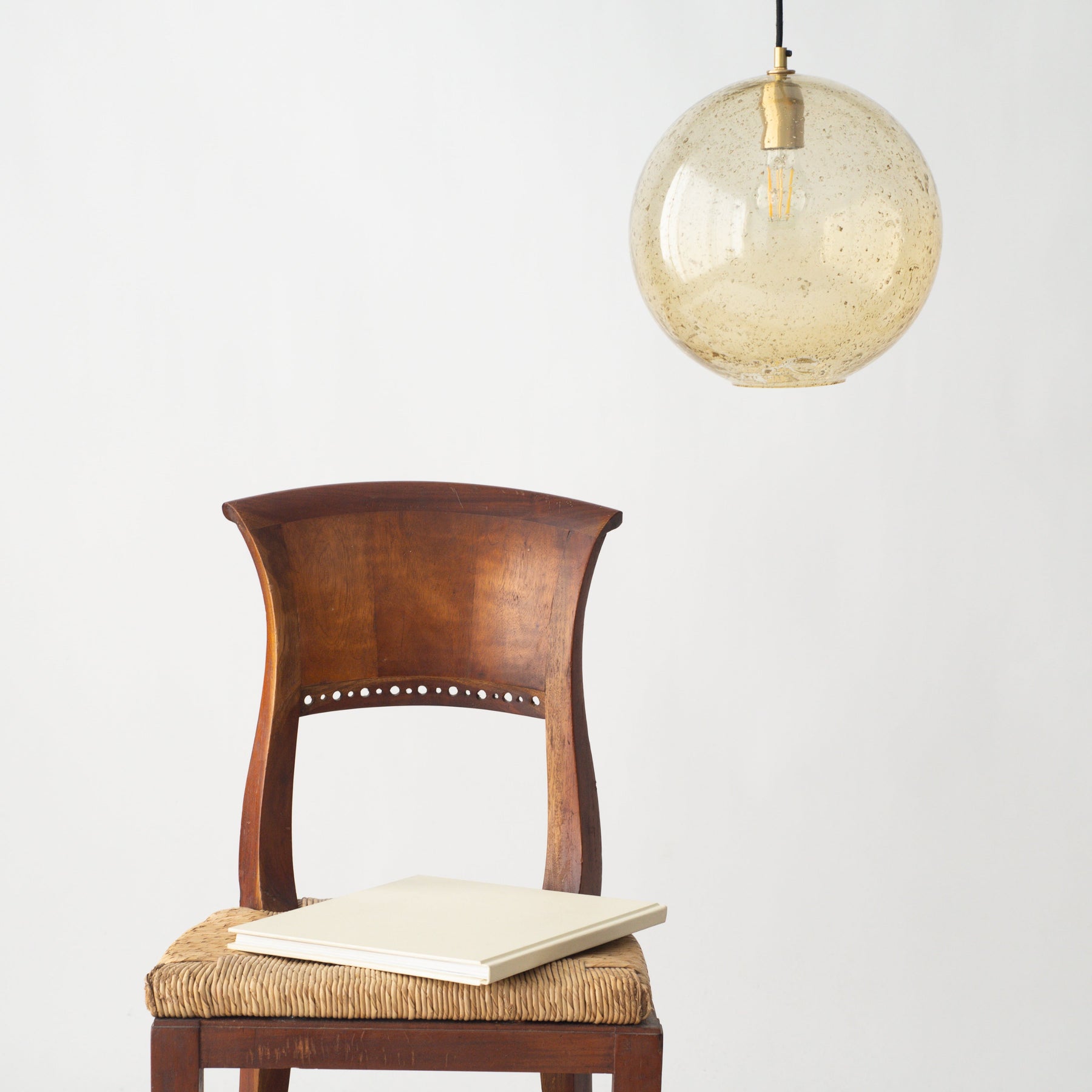 Arthur Round Pale Gold Glass Pendant