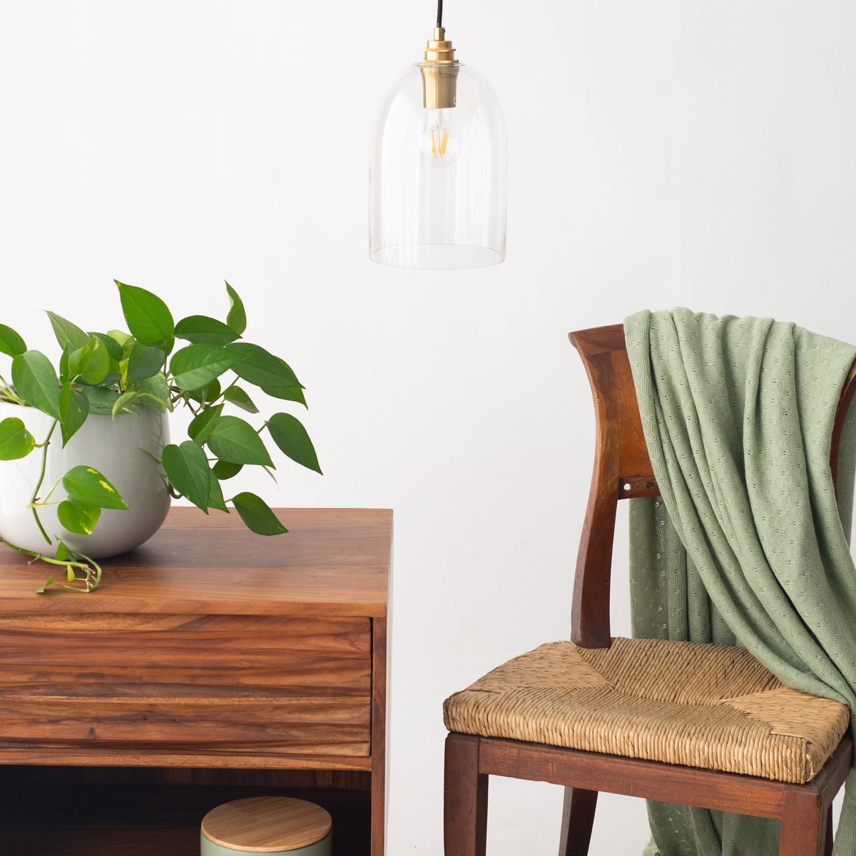 Paloir Hand-blown Pendant in Clear Glass Small