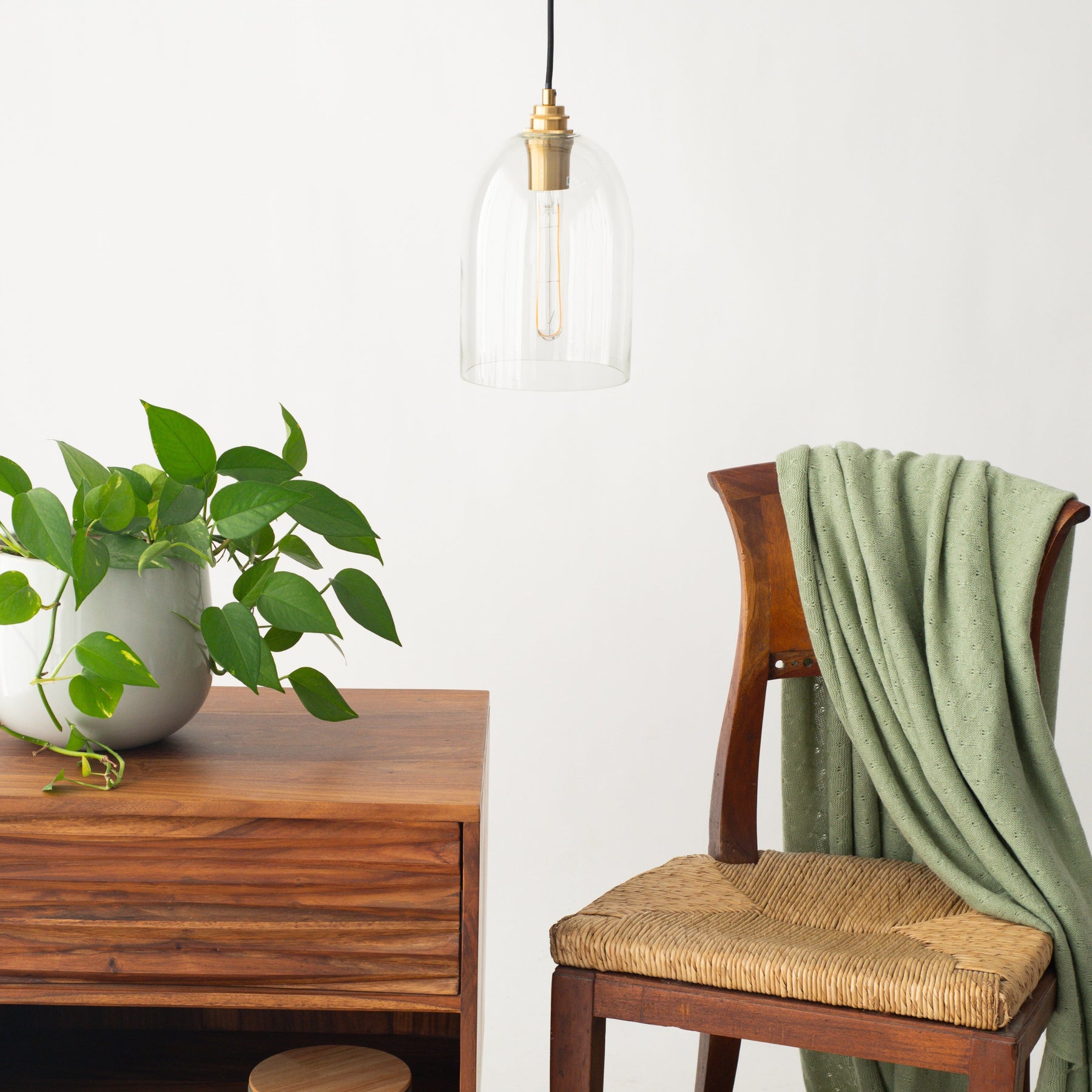 Paloir Hand-blown Pendant in Clear Glass Small