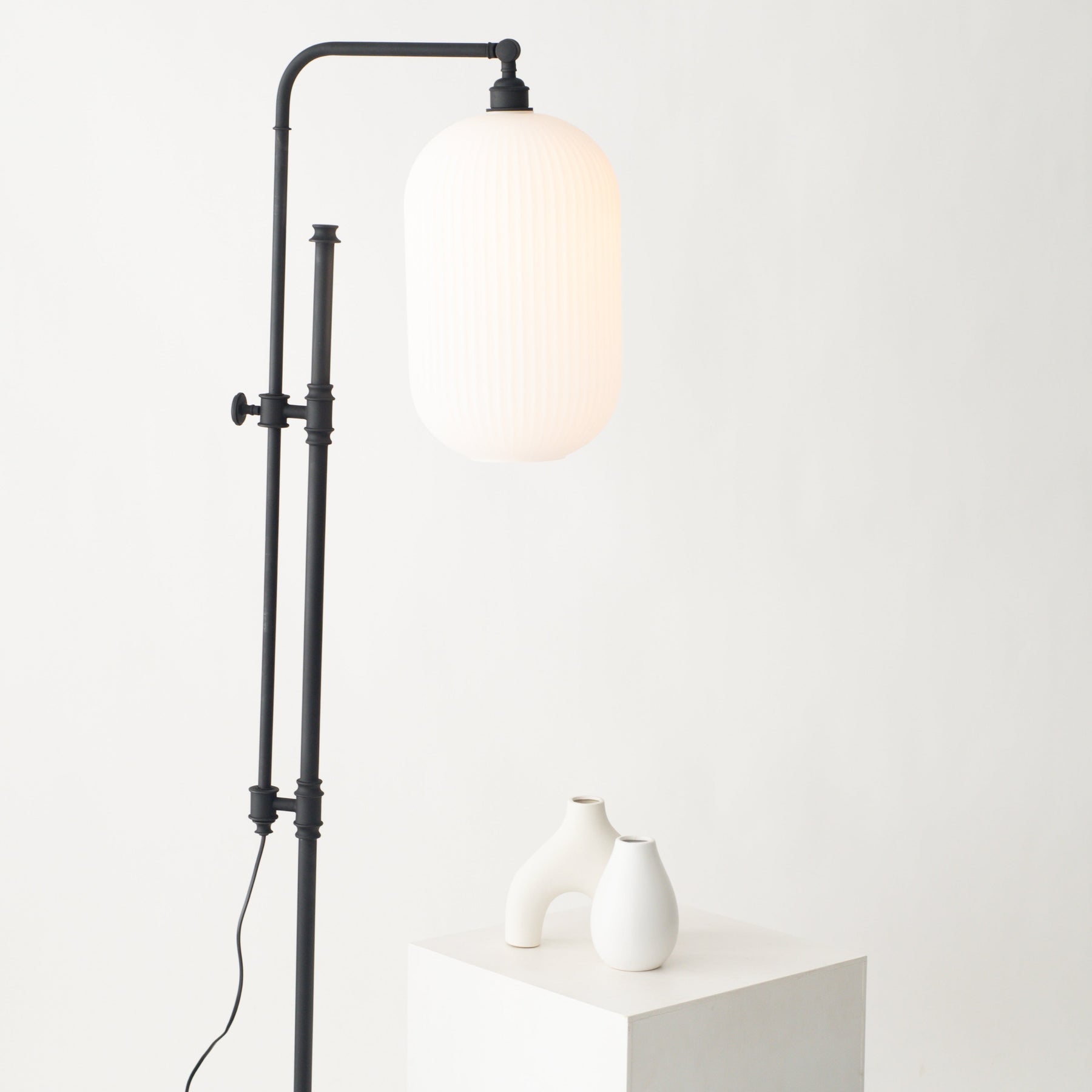 Reffro Rippled Opal Glass Column Pendant Lamp