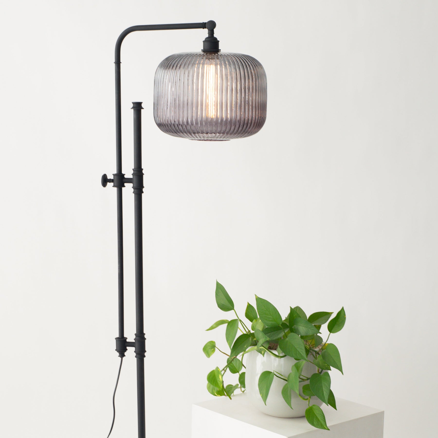 Ashter Hand-blown Lantern Pendant in Smoke Glass