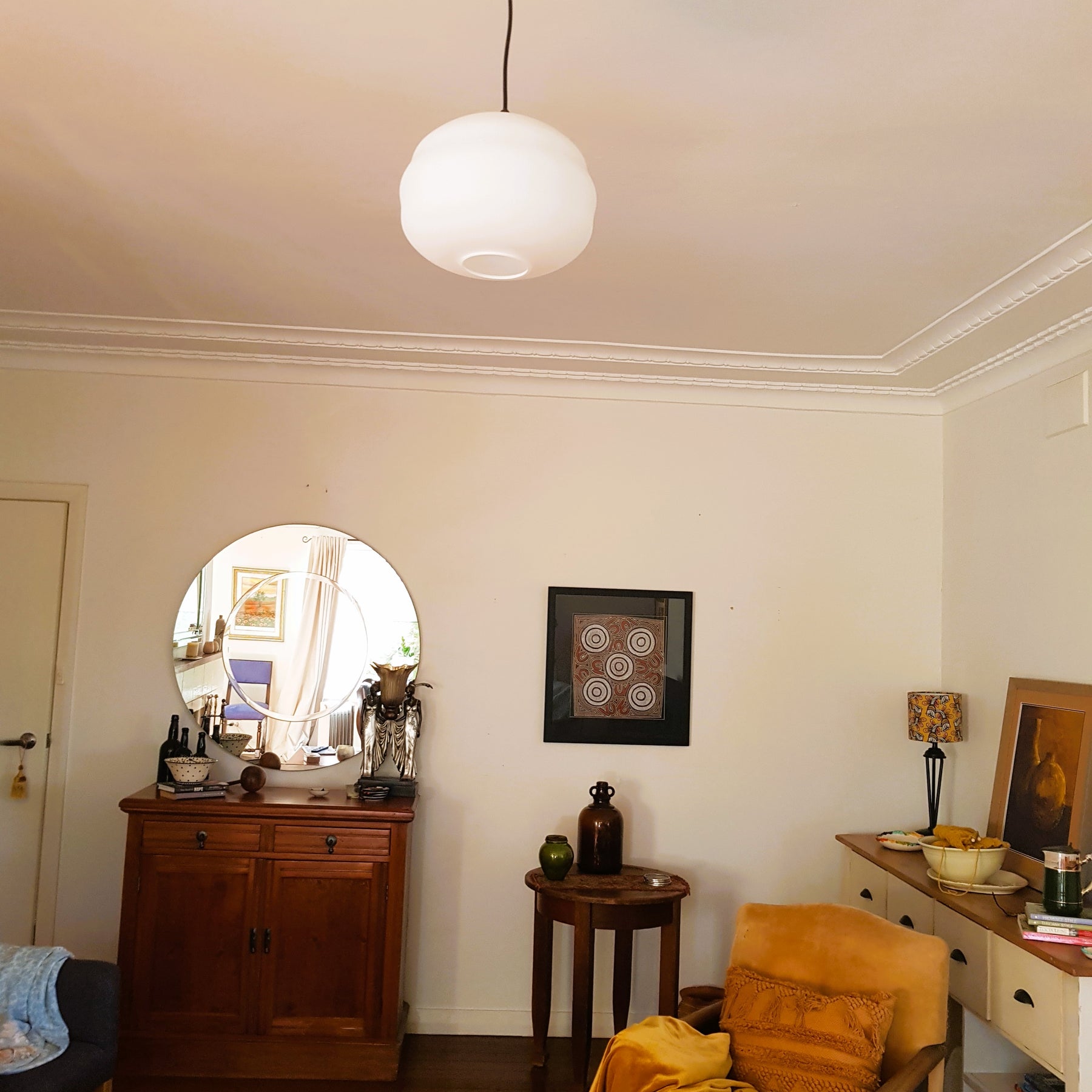 Jupiter Hand-blown Pendant Lamp in Matte-white Opal Glass