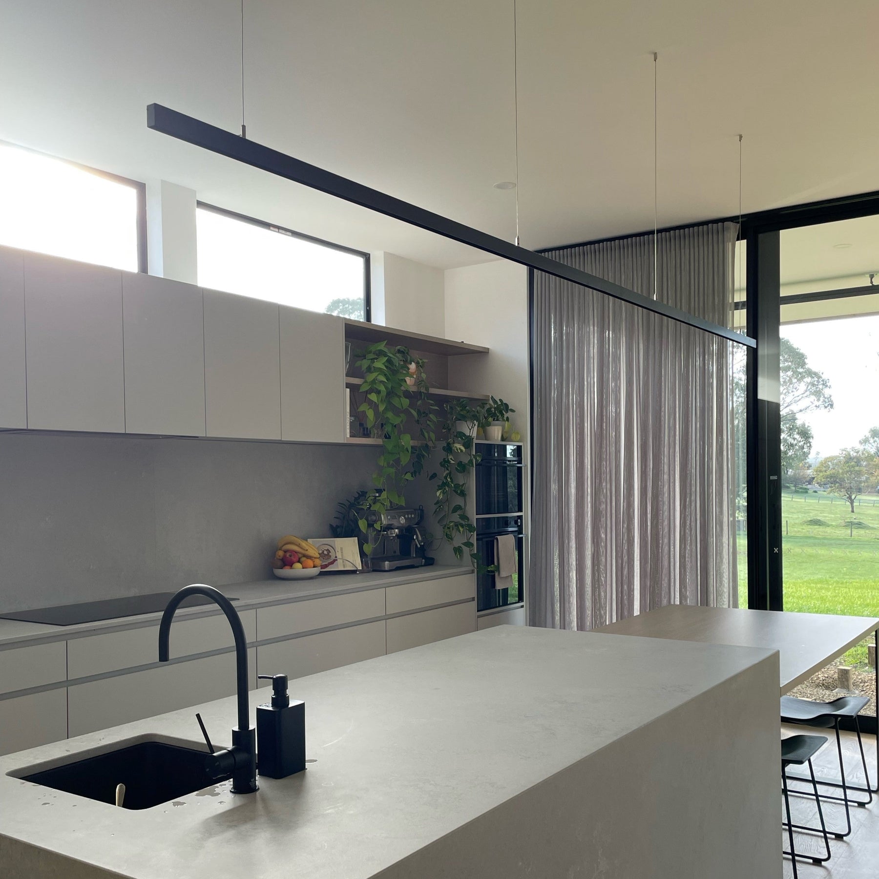 Riverina Low-Glare Matte-Black Linear LED Pendant Lamp
