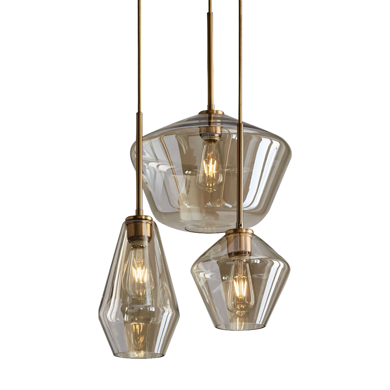 Leola Champagne Glass 3-Pendant Lamp Chandelier
