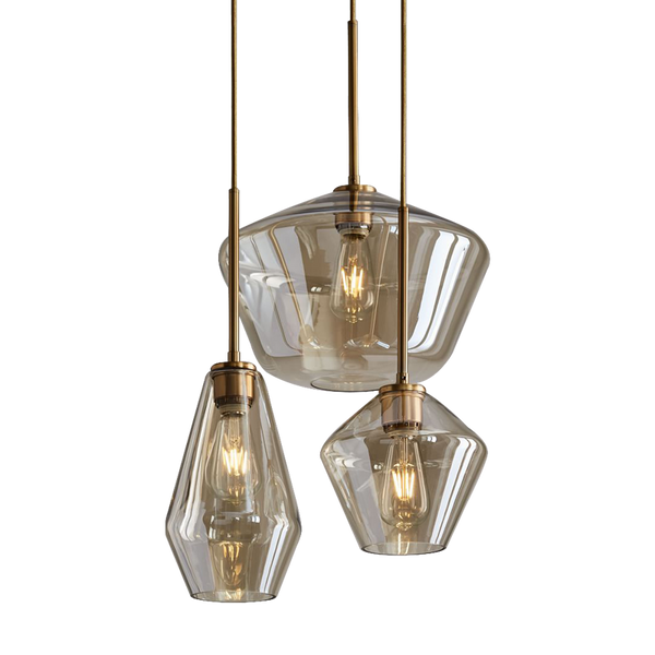 Leola Champagne Glass 3-Pendant Lamp Chandelier