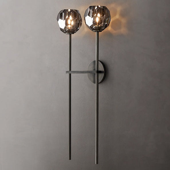 Howarth Twin-Column Crystal Ball Wall Sconce