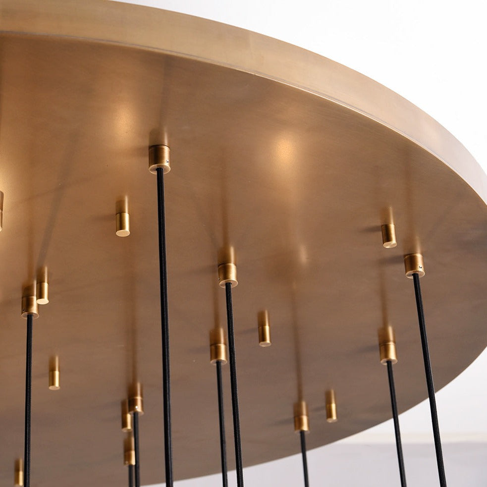 May Teardrop Glass Shade Statement Chandelier brass ceiling plate view