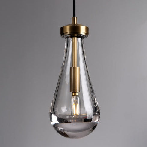 May Teardrop Glass Shade Statement Chandelier single brass teardrop in brass view