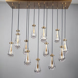 May Teardrop Glass Shade Statement Chandelier rectangular brass ceiling plate