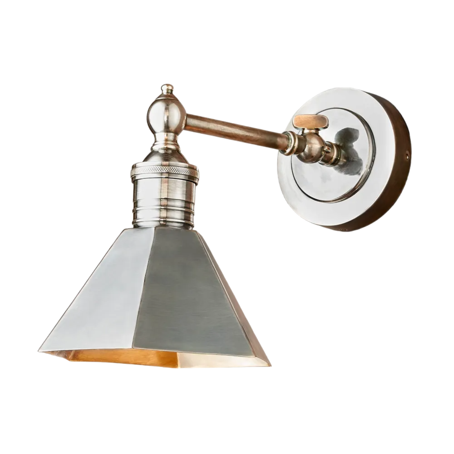 Mayfair Wall Light with Metal Shade Antique Silver