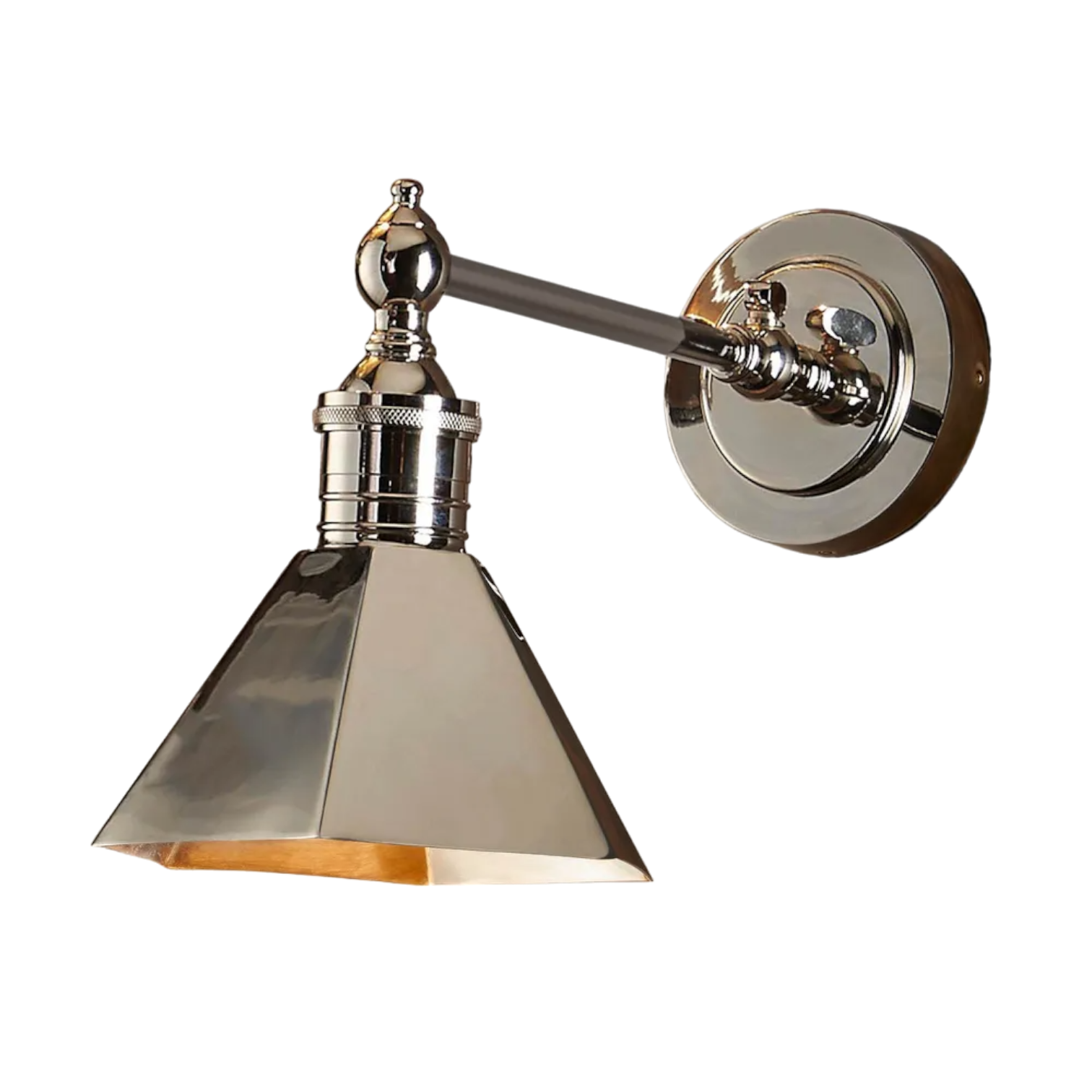 Mayfair Wall Light with Metal Shade Shiny Nickel