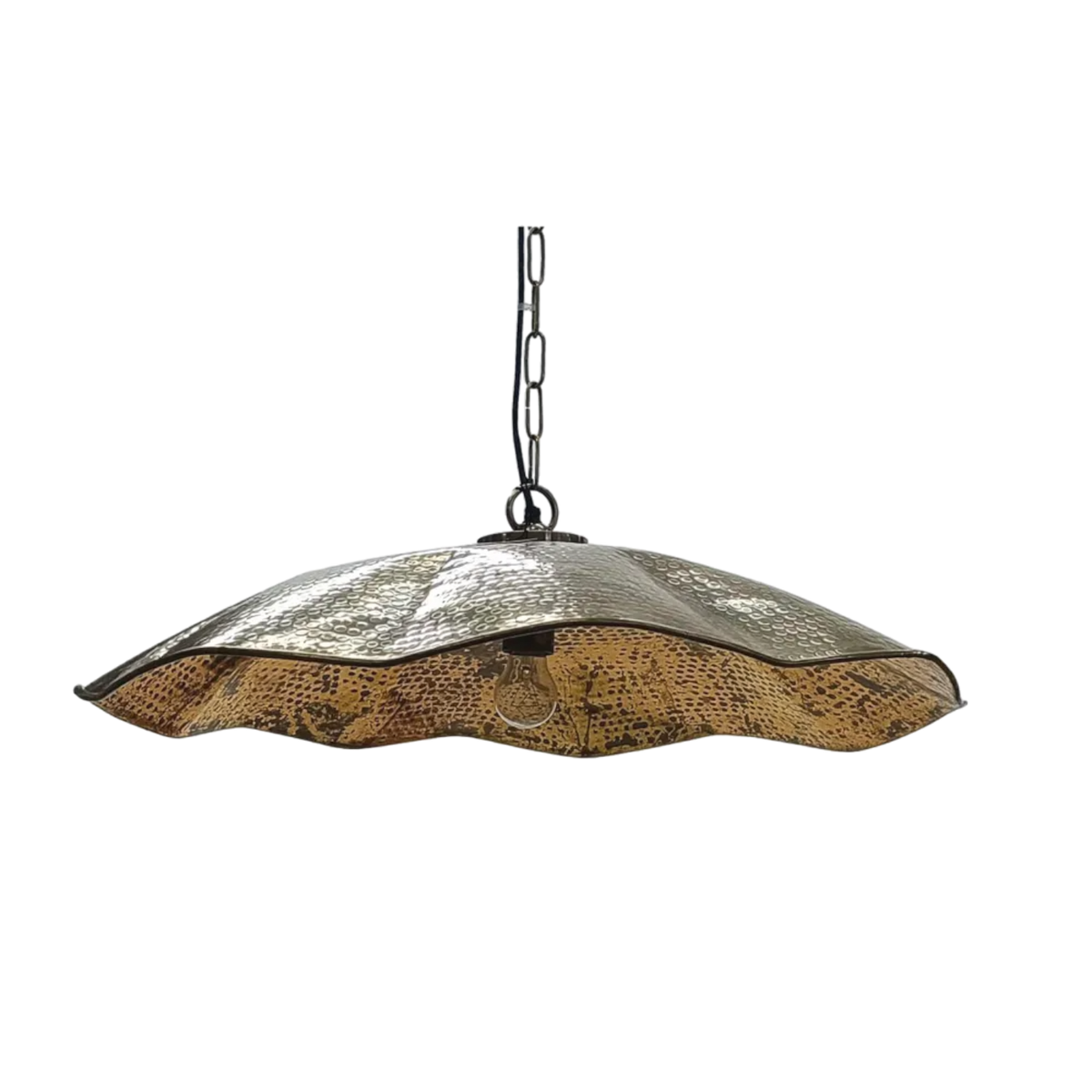 Melville Oval Hammered Antique Brass Pendant Lamp - Medium ELPIM31726