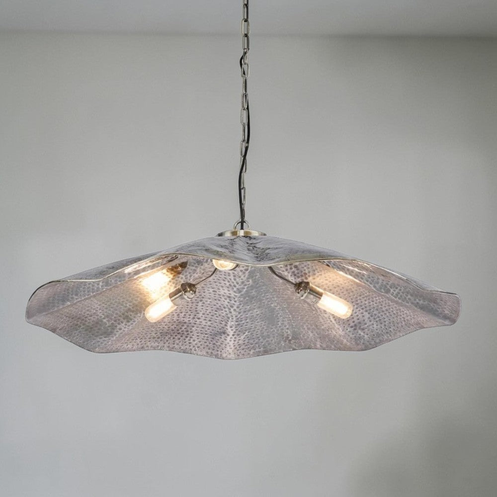 Melville Oval Hammered Antique Silver Pendant Lamp - Large ELPIM31725MAS