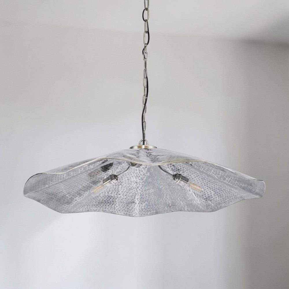 Melville Oval Hammered Antique Silver Pendant Lamp - Large ELPIM31725MAS