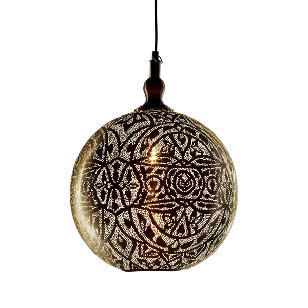 Moroccan Ball Ceiling Pendant Medium Silver (SKU ELBAL40SIL)