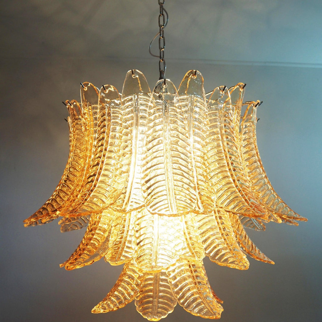 Clarice Murano Amber Glass Leaf Chandelier