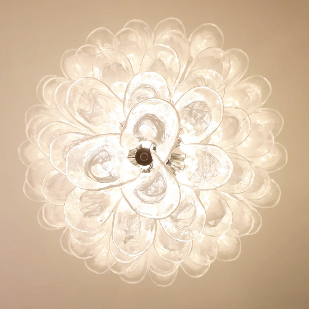Edda Murano White Glass Petals Chandelier