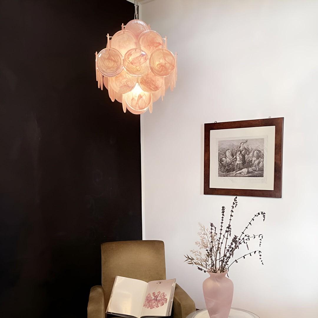 Carlotta Murano Pink Discs Chandelier