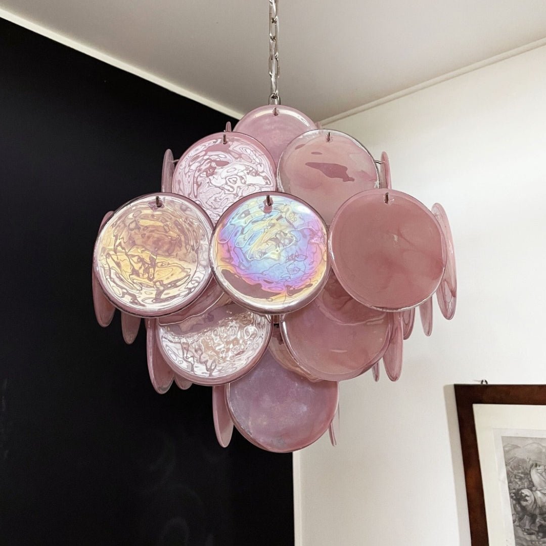 Carlotta Murano Pink Discs Chandelier