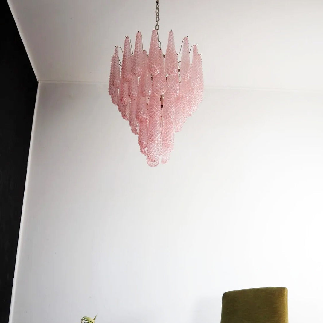 Fernanda Murano Pink Glass Dewdrop Chandelier