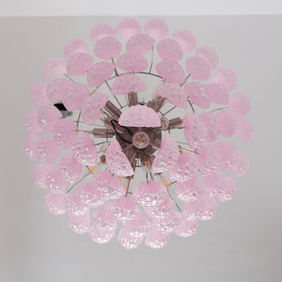 Caterina Murano Pink Glass Droplet Chandelier - 5 layer
