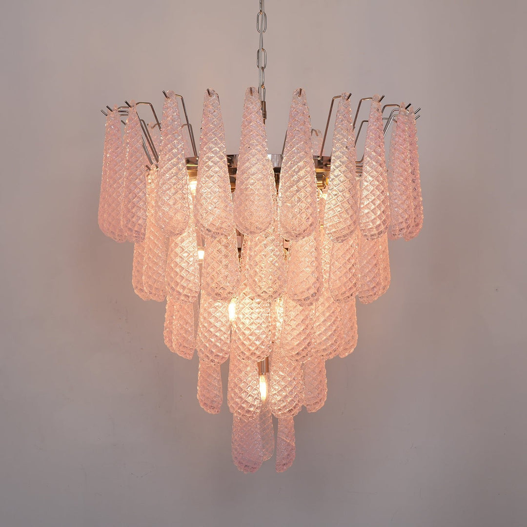 Caterina Murano Pink Glass Droplet Chandelier - 5 layer