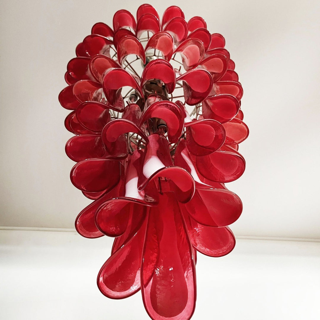 Imelda Murano Red Petals Spiral Chandelier