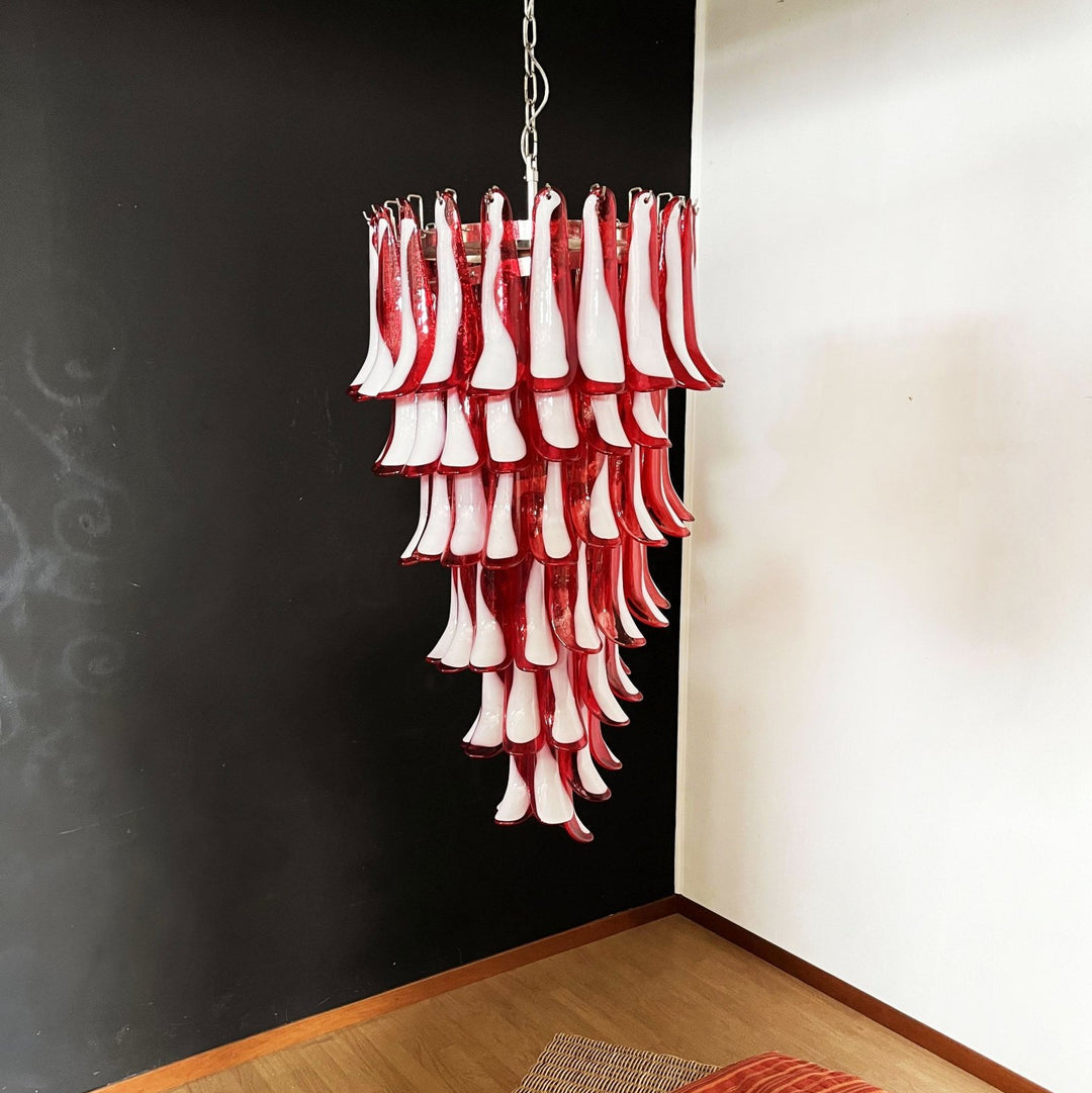 Imelda Murano Red Petals Spiral Chandelier