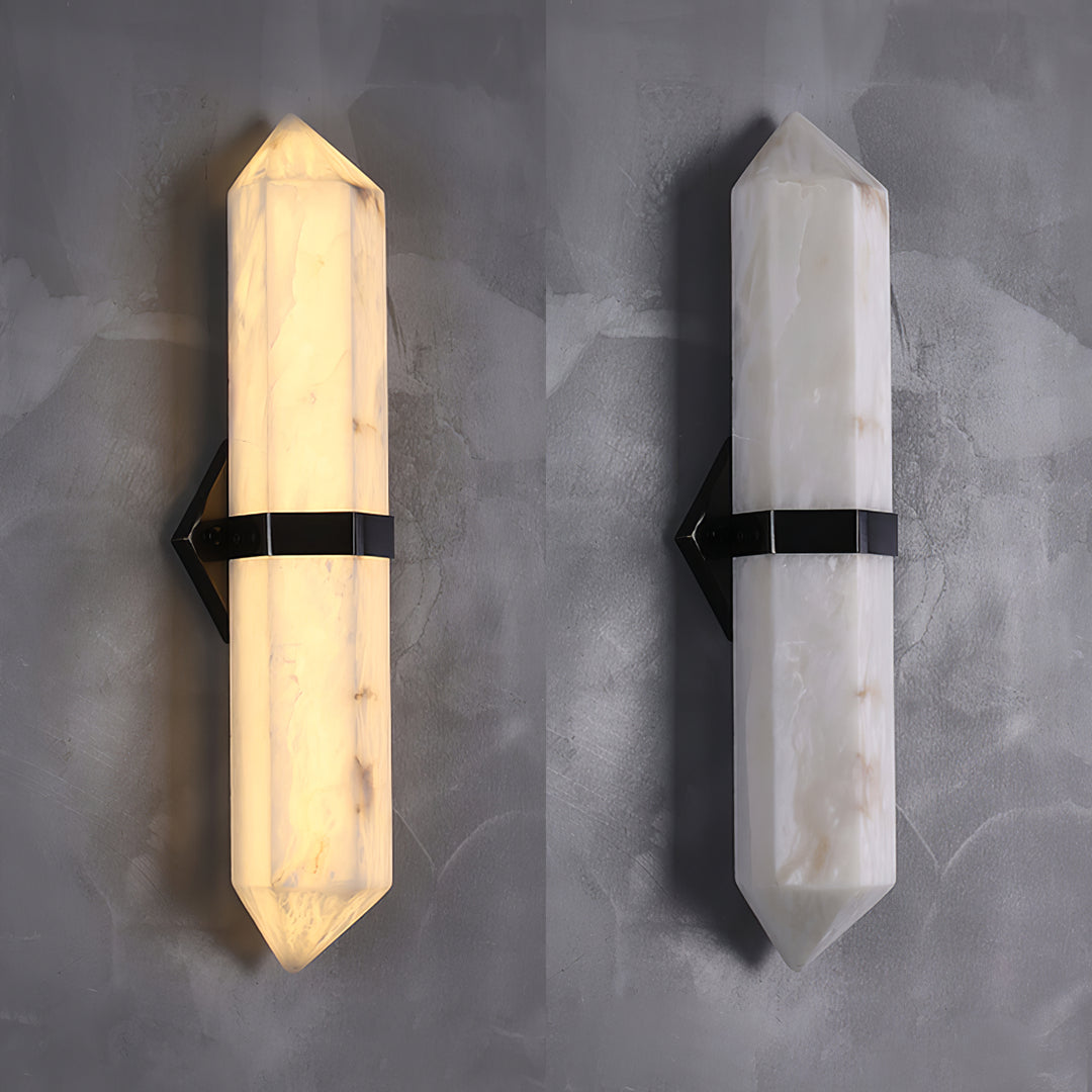 Velis Alabaster Obelisk Wall Sconce - Short