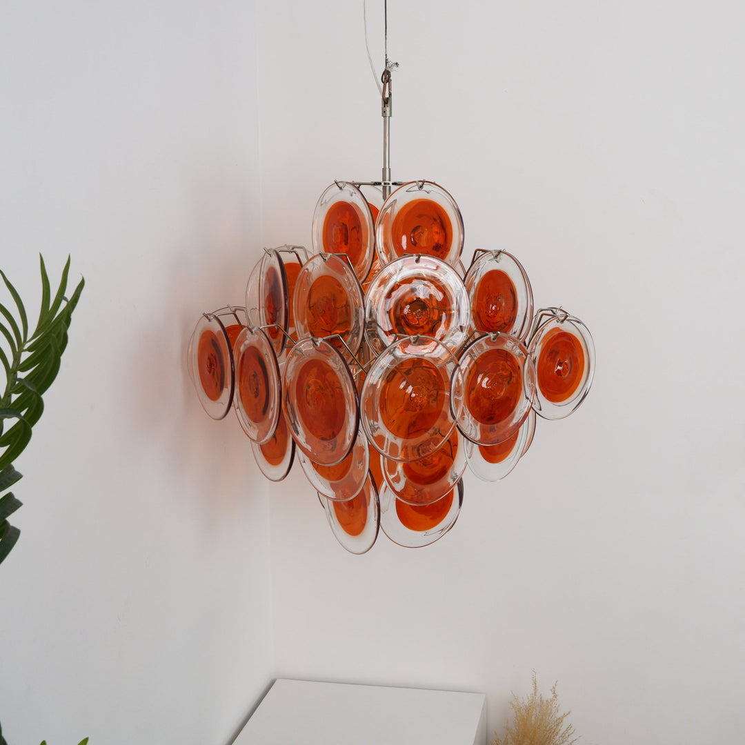 Serena Transparent Murano Disc Chandelier - Large